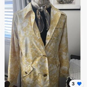 Land’s End White & Soft Yellow Rain/Trenchcoat Woman Sz Med 10/12